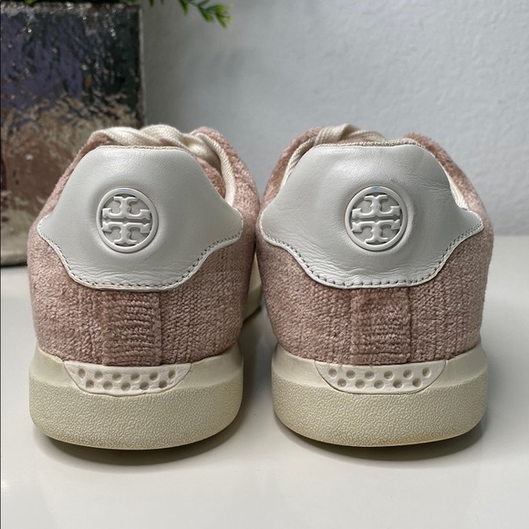 Tory Burch Howell Court Sneakers Textured Velvet Mauve/Ivory Calf Leather‎ Sz 7 - Picture 5 of 10